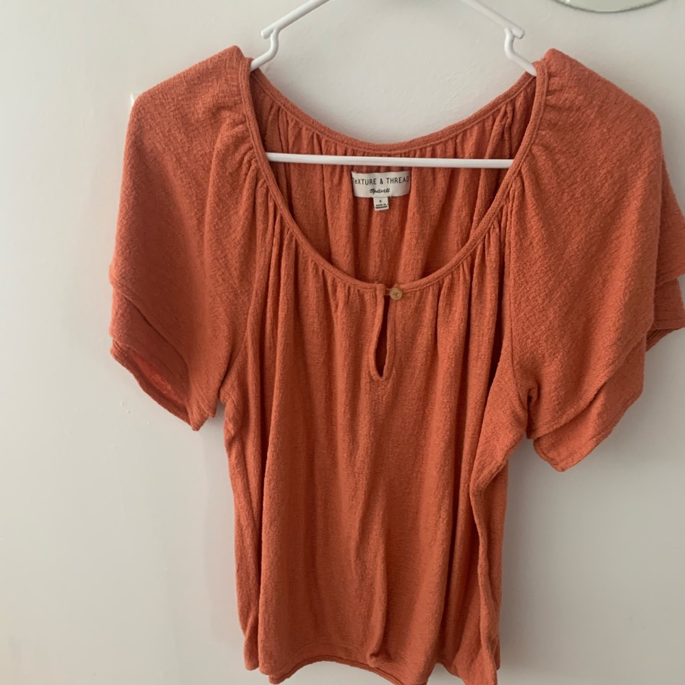 Textured Orange short sleeve blouse